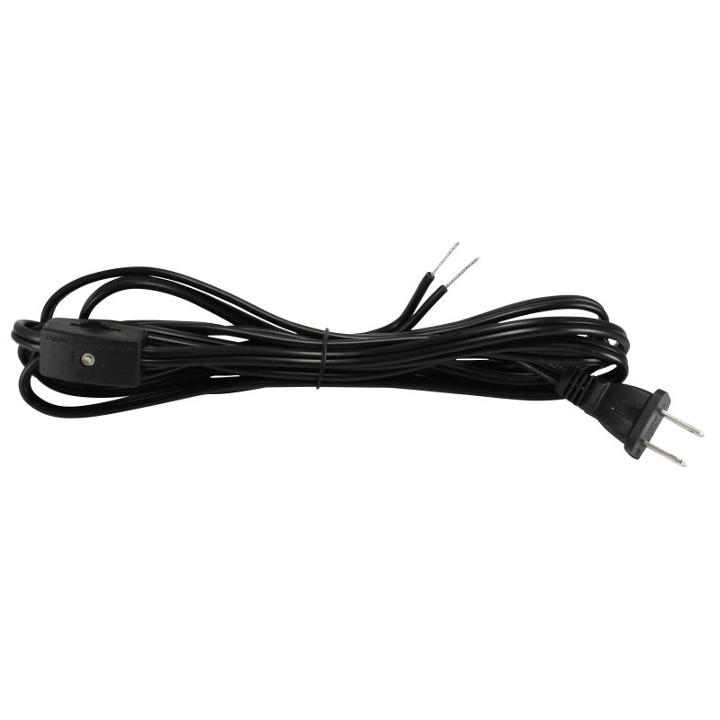 On-Off Line Switch with 9FT SPT-2 Cord Set Black Wire with Black Switch