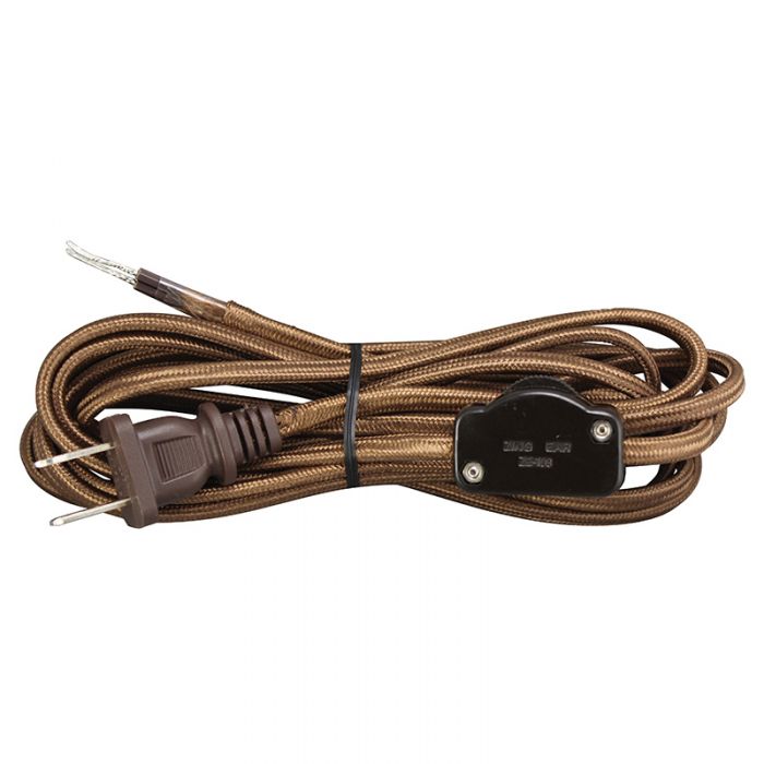 12 Foot Rayon Covered SPT-1 Cord Set with Hi/Lo Dimmer In Line Switch